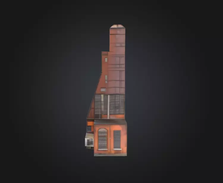 Industrial Factory Building Low-poly 3D model_7