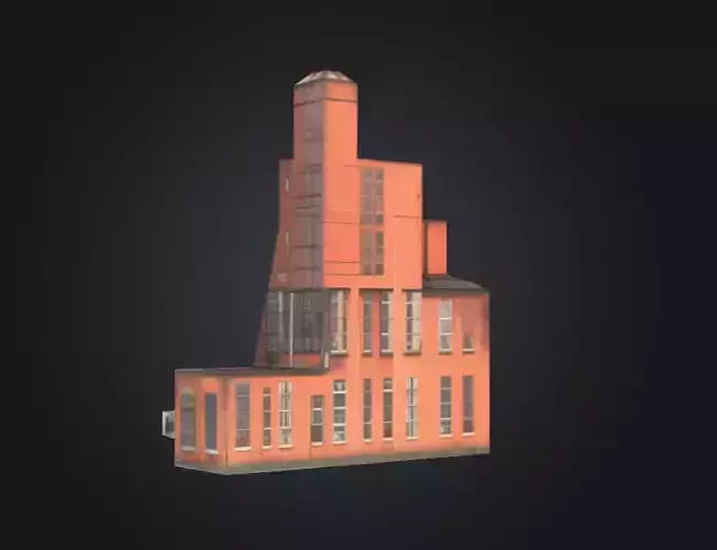 Industrial Factory Building Low-poly 3D model 7