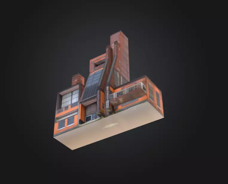Industrial Factory Building Low-poly 3D model_14