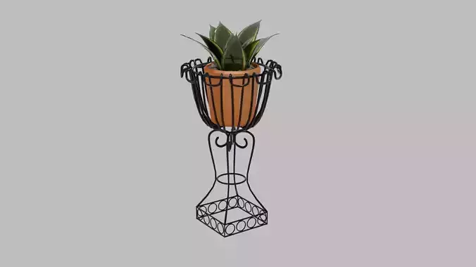 Vintage Wrought Iron Plant Stand Low-poly 3D model