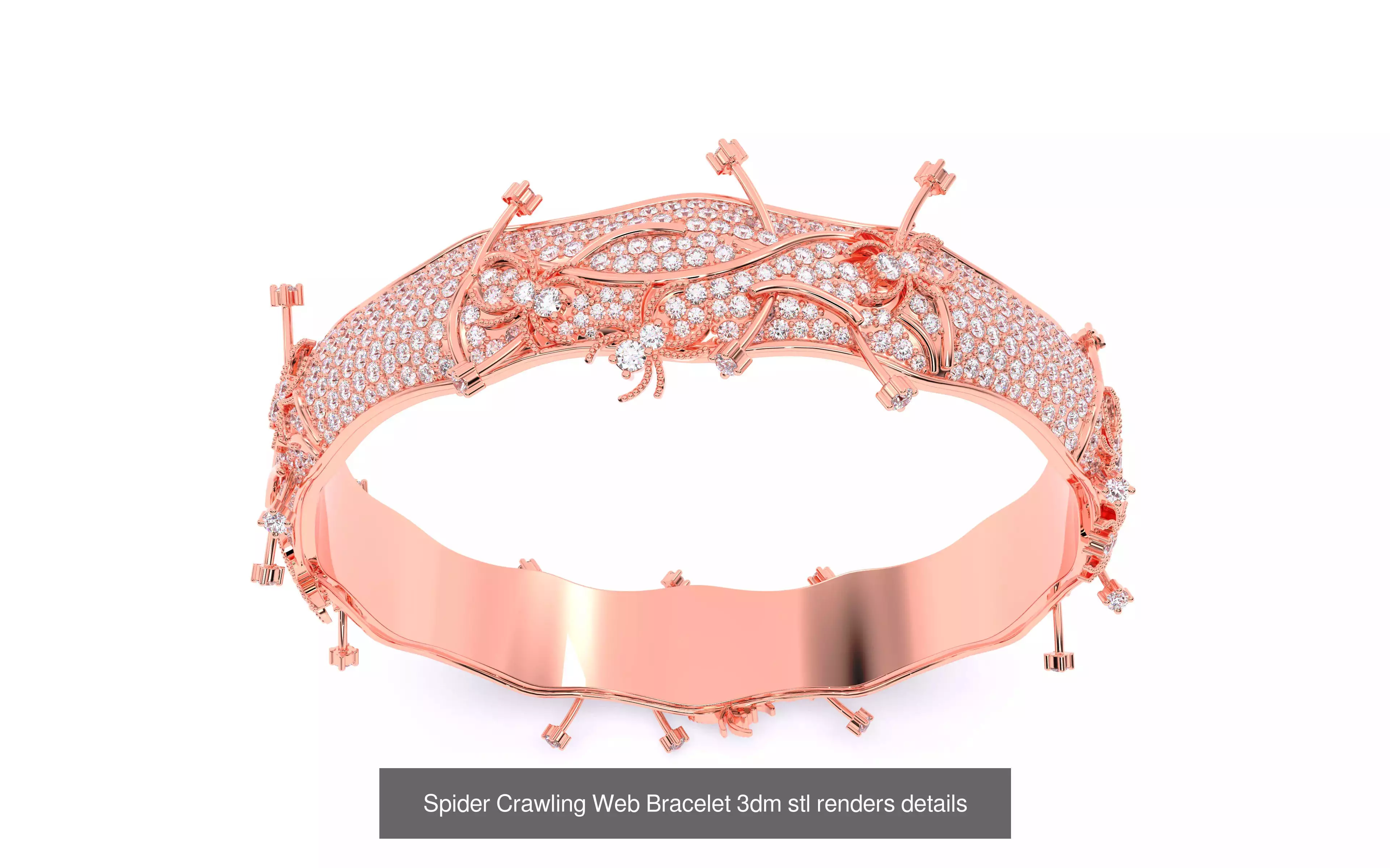 Spider Crawling Web Ring Earrings Pendant Bracelet Set 3D Model Collection_5