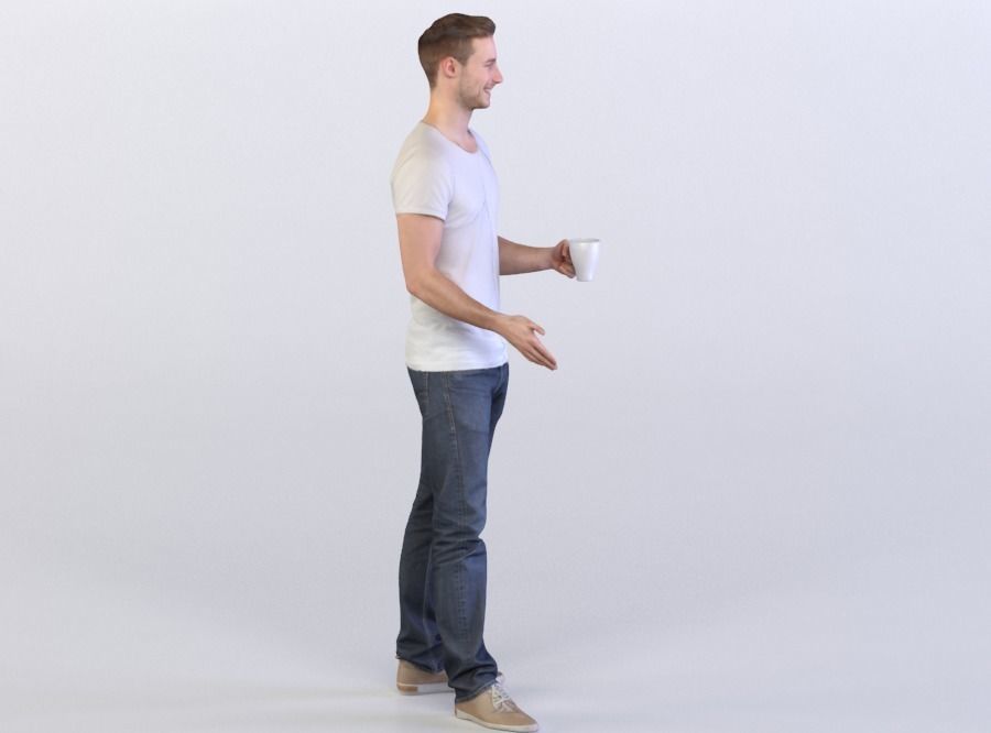 Aaron 0050 Man Standing, Holding a Cup 3D model_3