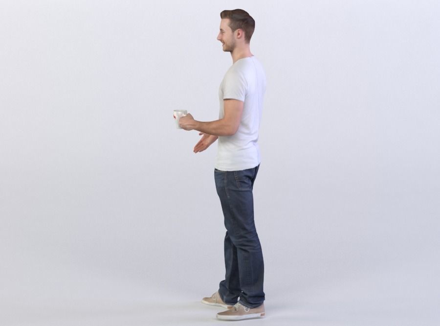 Aaron 0050 Man Standing, Holding a Cup 3D model_1