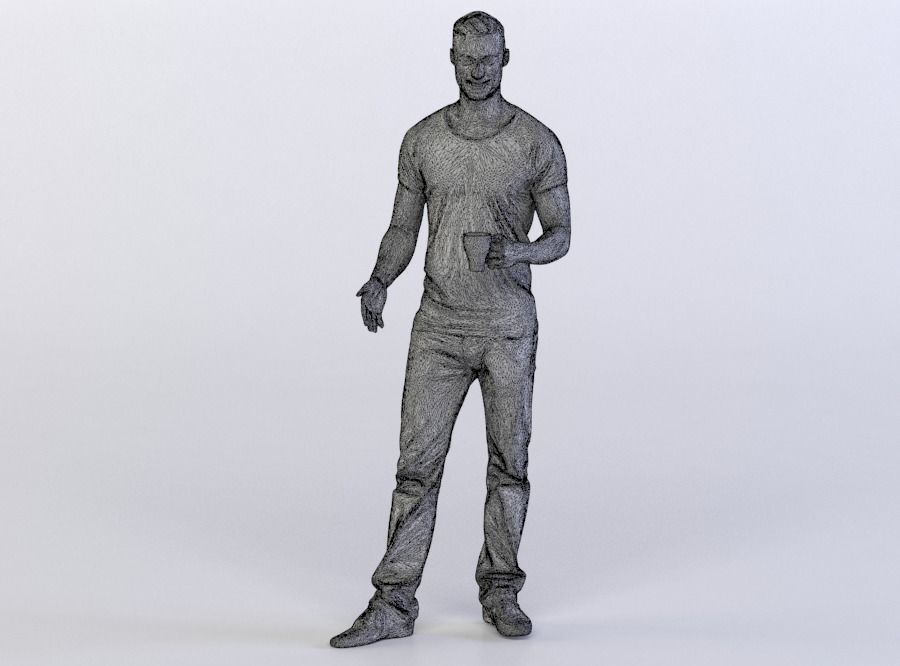 Aaron 0050 Man Standing, Holding a Cup 3D model_4