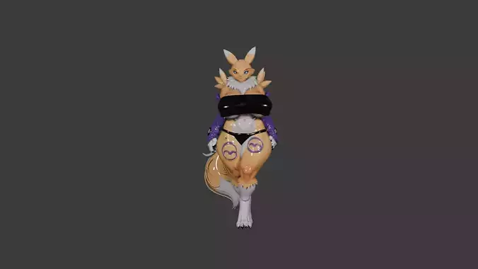 Forest Guardian Renamon Stylized 3D Character Model