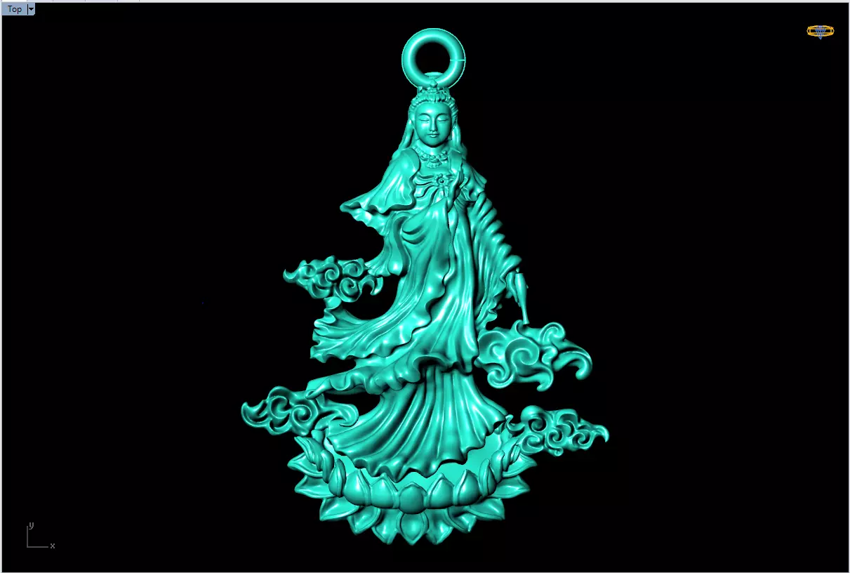 GuanYin Pendant - Bodhisattva Goddess of Mercy Jewelry - N1046 3D print model