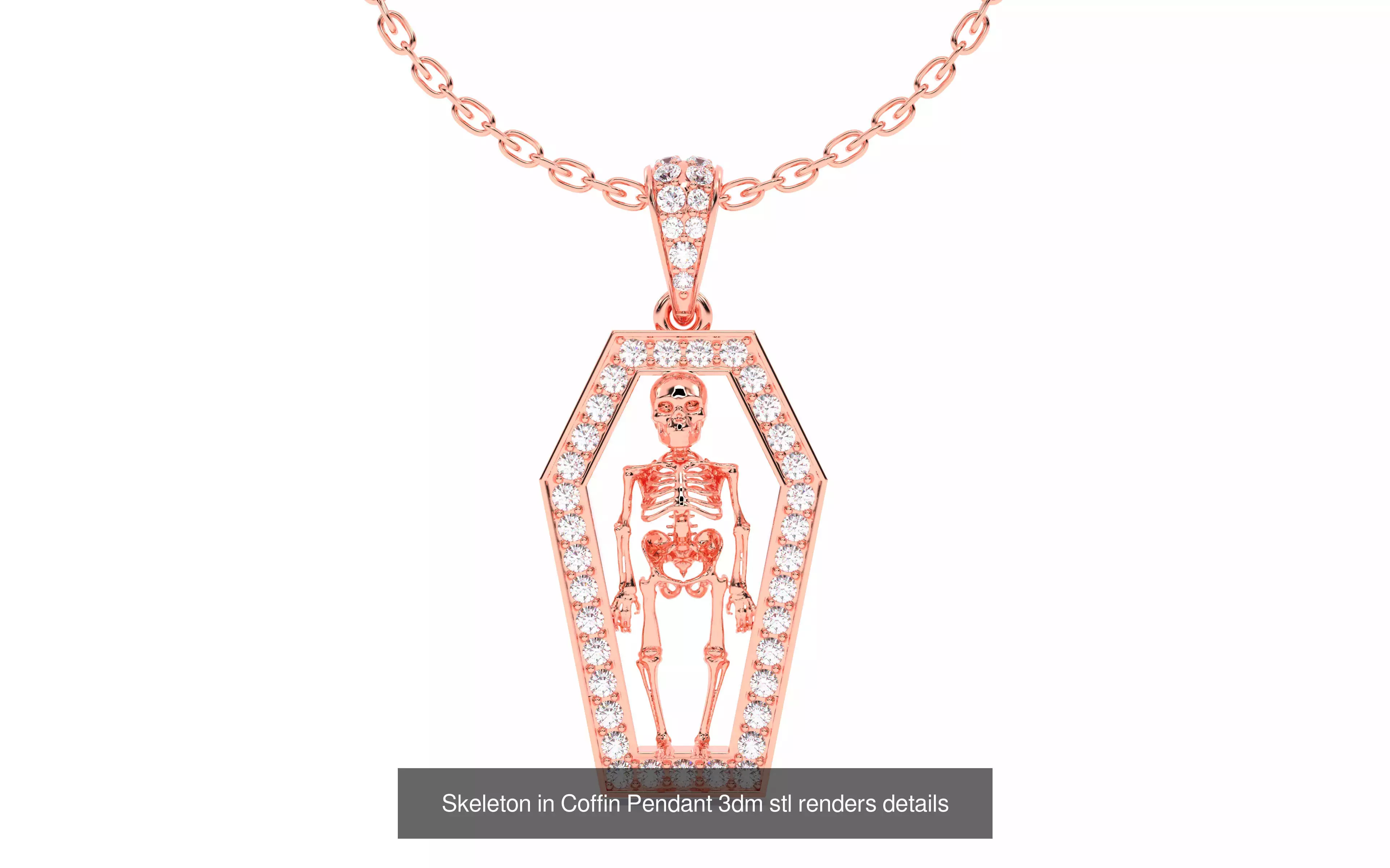 7 Halloween Skeleton Coffin Pumpkin Spider Web Ghost Bat Jewelry 3D Model Collection_24