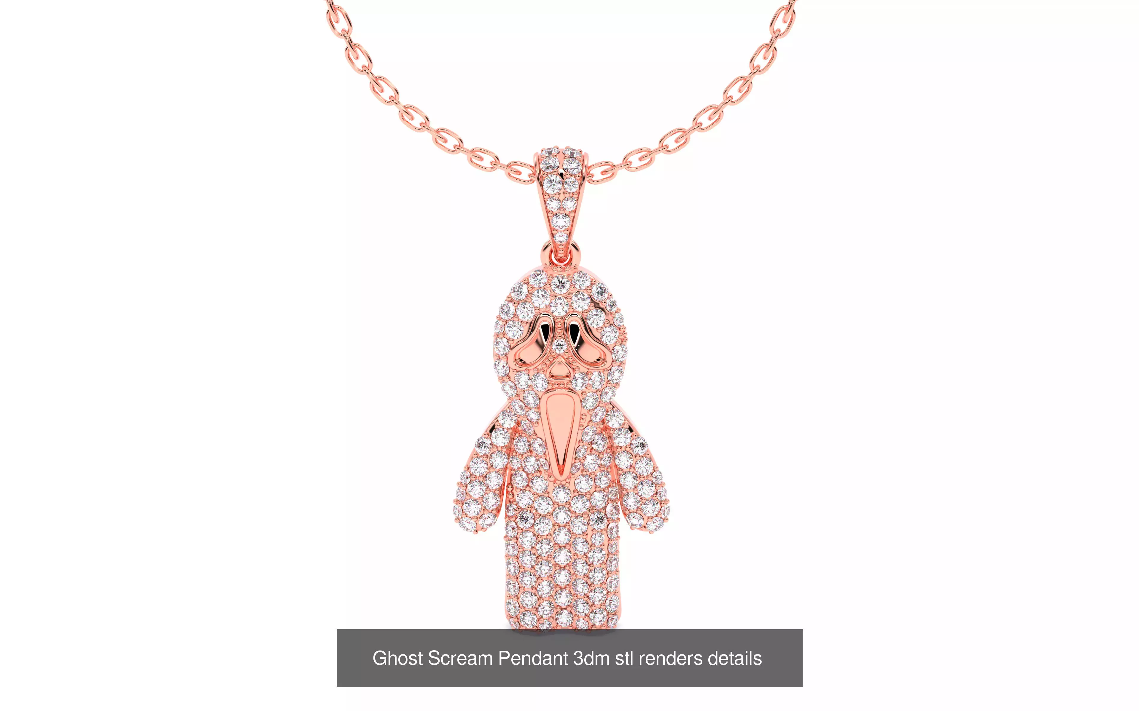 7 Halloween Skeleton Coffin Pumpkin Spider Web Ghost Bat Jewelry 3D Model Collection_20