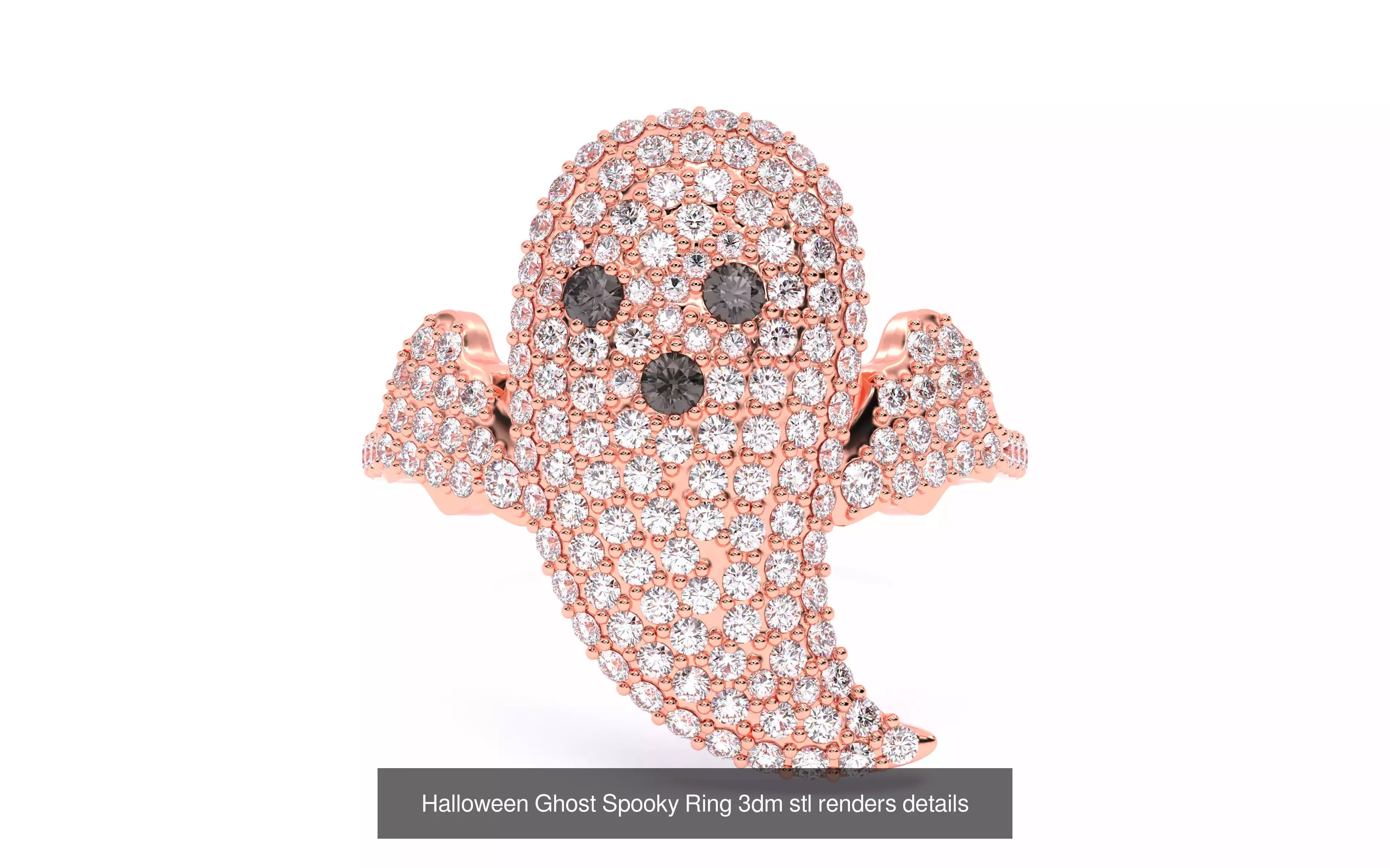 7 Halloween Skeleton Coffin Pumpkin Spider Web Ghost Bat Jewelry 3D Model Collection_7