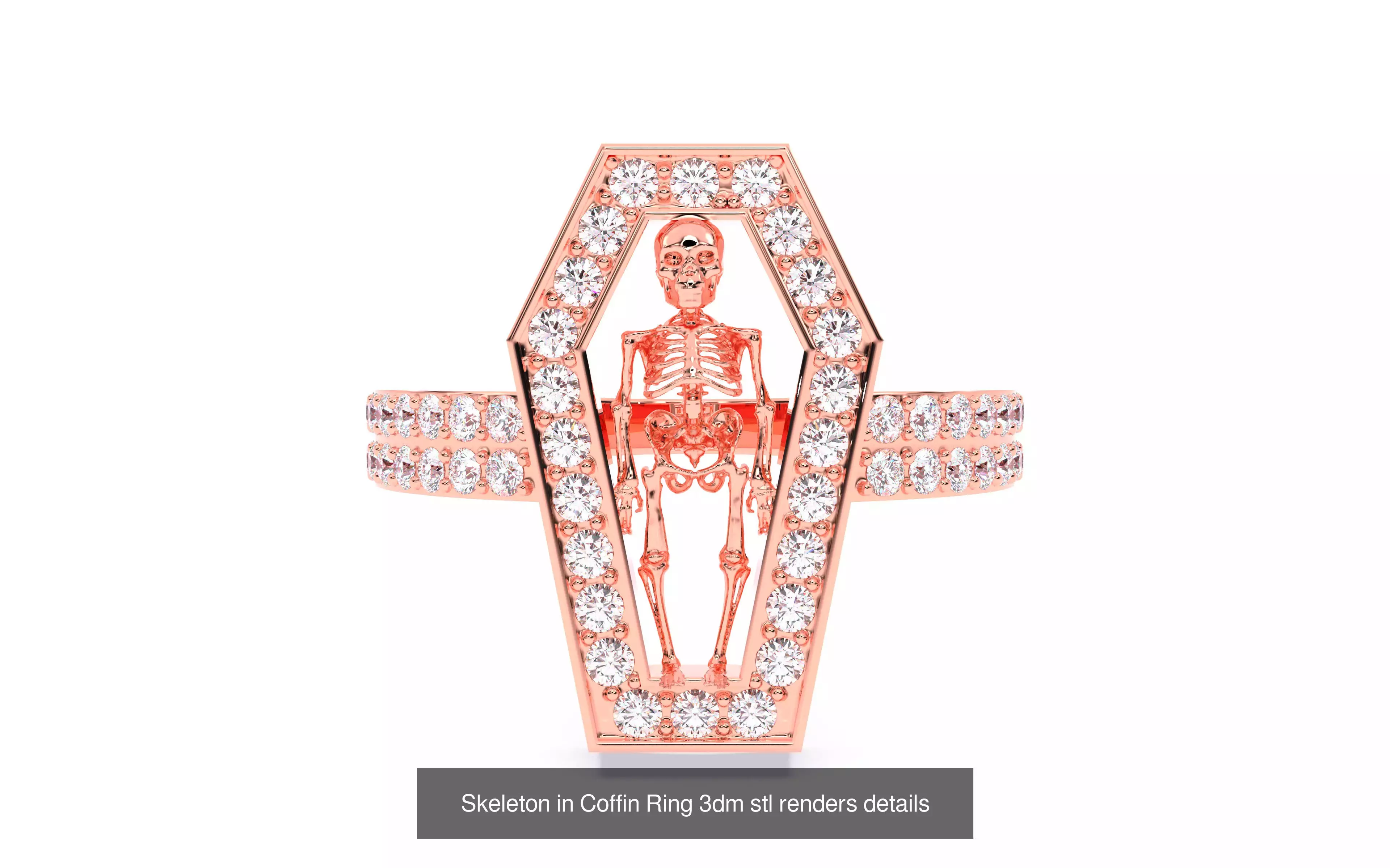 7 Halloween Skeleton Coffin Pumpkin Spider Web Ghost Bat Jewelry 3D Model Collection_23