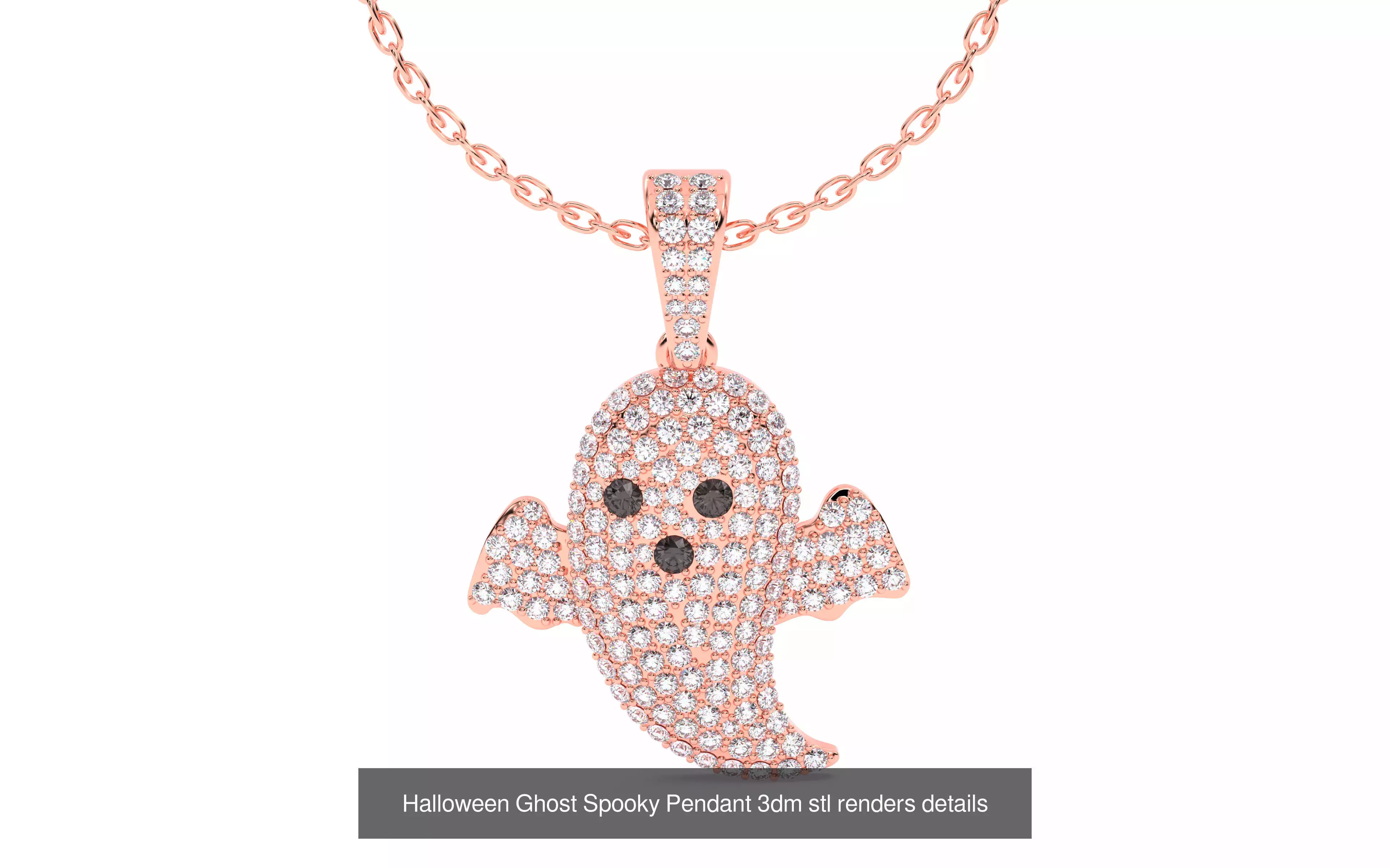 7 Halloween Skeleton Coffin Pumpkin Spider Web Ghost Bat Jewelry 3D Model Collection_8