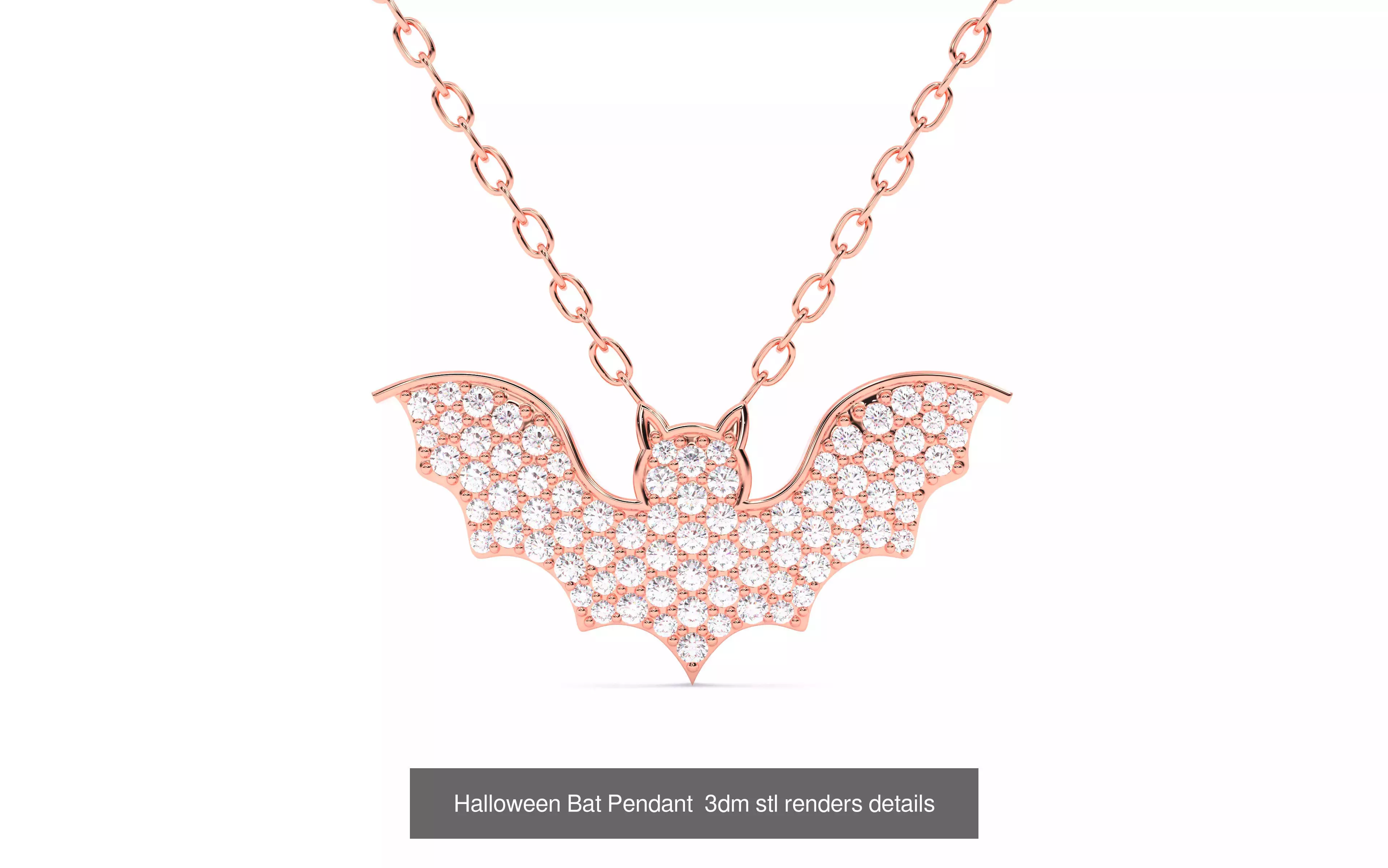7 Halloween Skeleton Coffin Pumpkin Spider Web Ghost Bat Jewelry 3D Model Collection_12