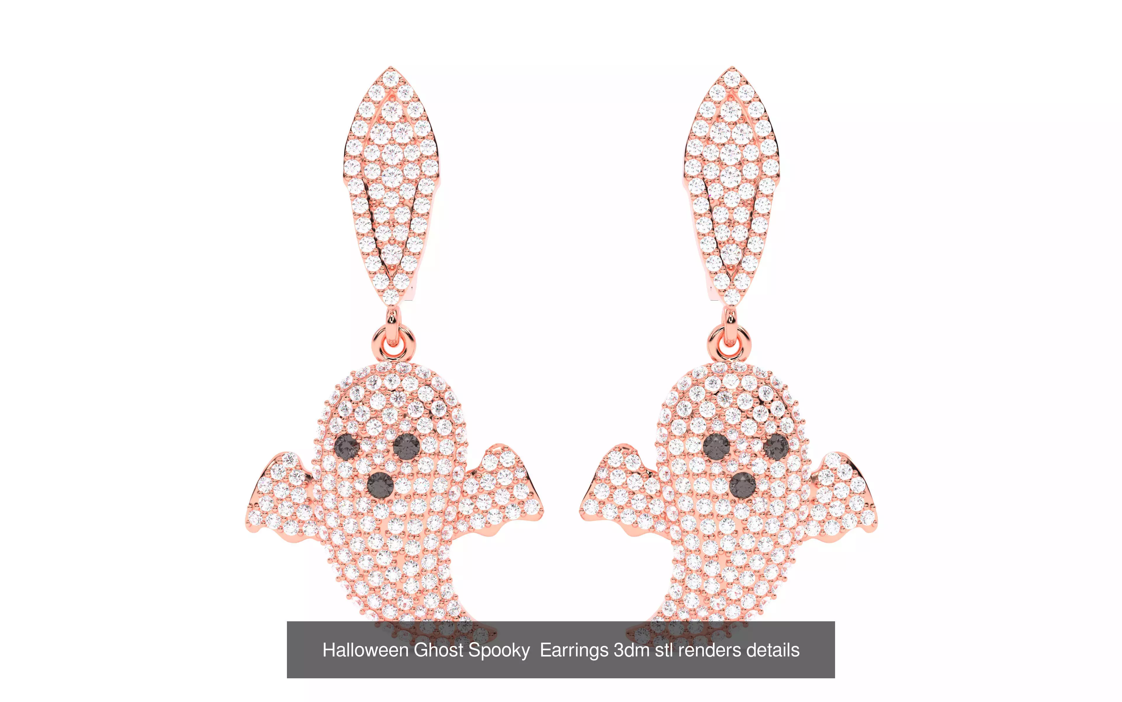 7 Halloween Skeleton Coffin Pumpkin Spider Web Ghost Bat Jewelry 3D Model Collection_9