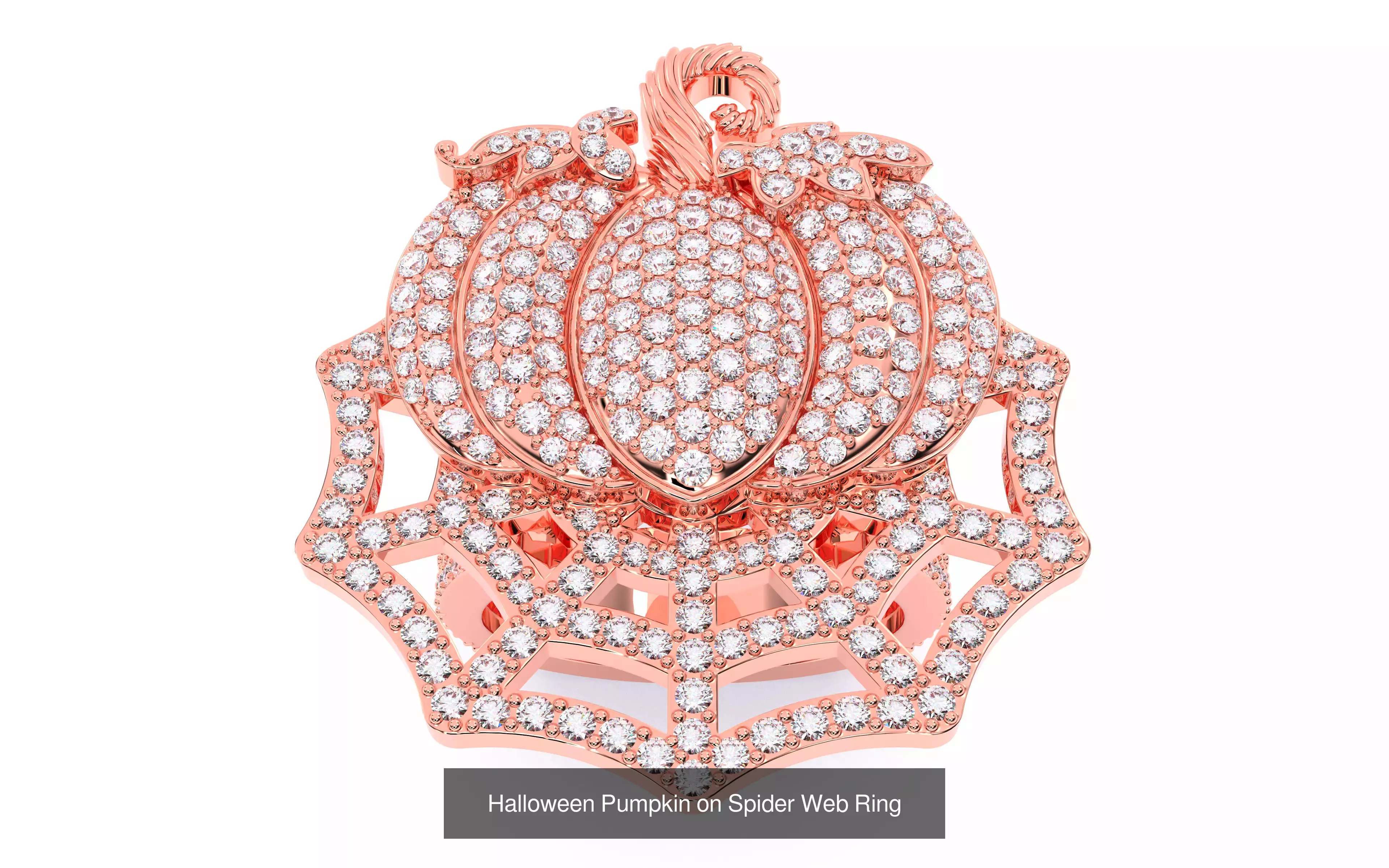 7 Halloween Skeleton Coffin Pumpkin Spider Web Ghost Bat Jewelry 3D Model Collection_15