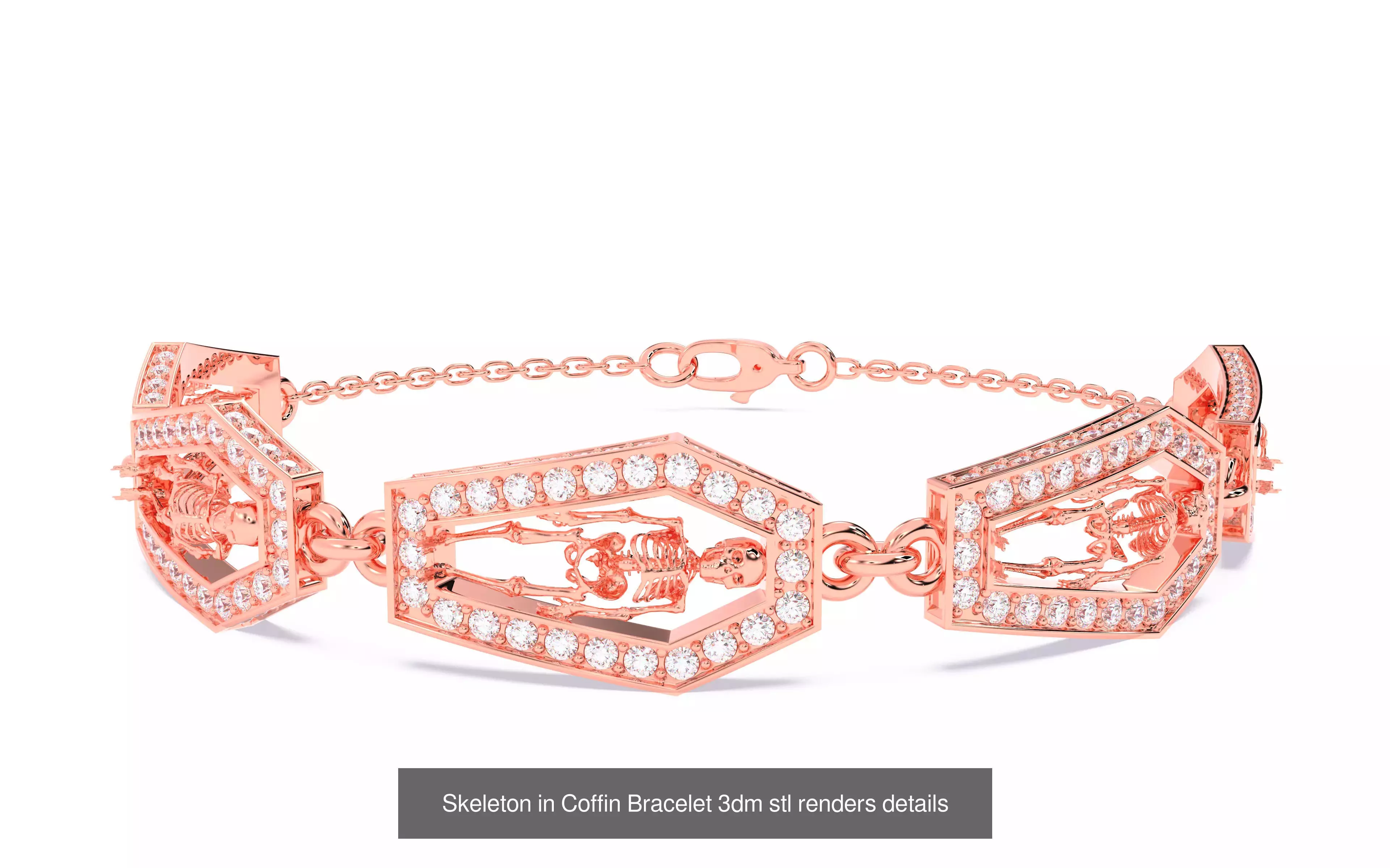 7 Halloween Skeleton Coffin Pumpkin Spider Web Ghost Bat Jewelry 3D Model Collection_26