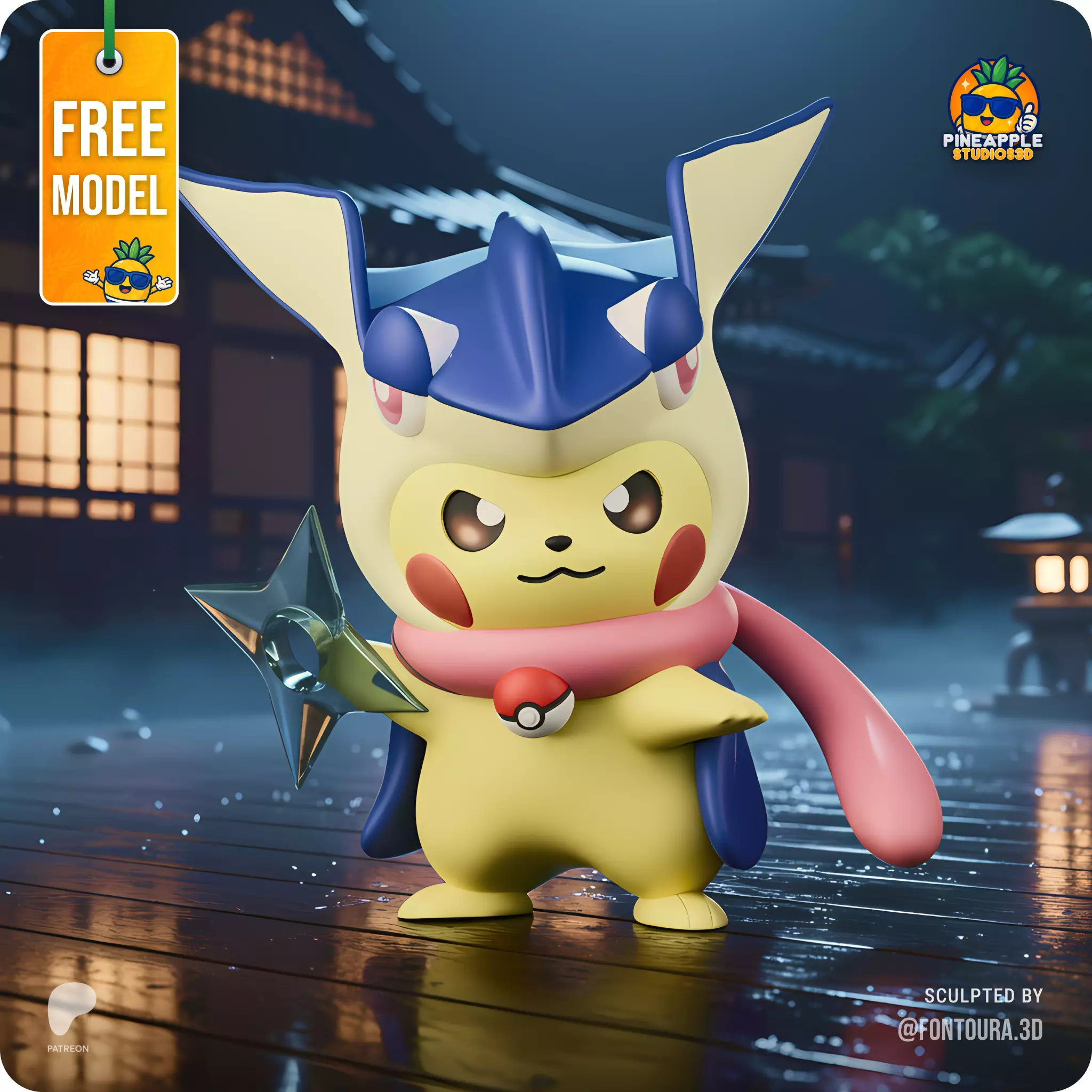 Pokemon - Pikachu Greninja Cosplay Free 3D print model