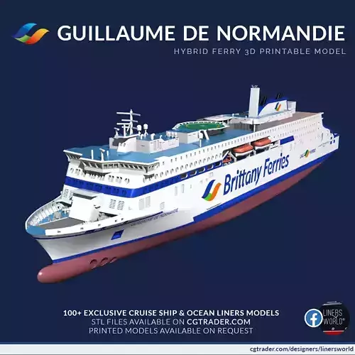 Ferry GUILLAUME DE NORMANDIE Brittany Ferries print ready model 3D print model