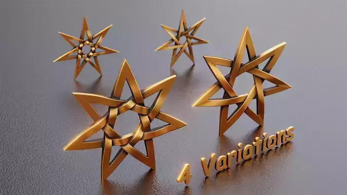 Seven Pointed Star Knot Pendant - 4 Variations 
