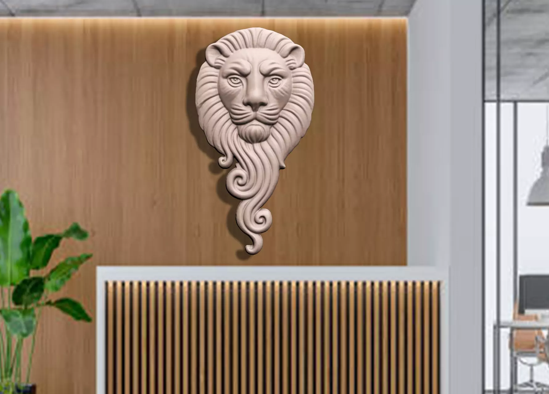ABSTRACT LION BASE RELIEF CNC 3DPRINTING 3D print model_3