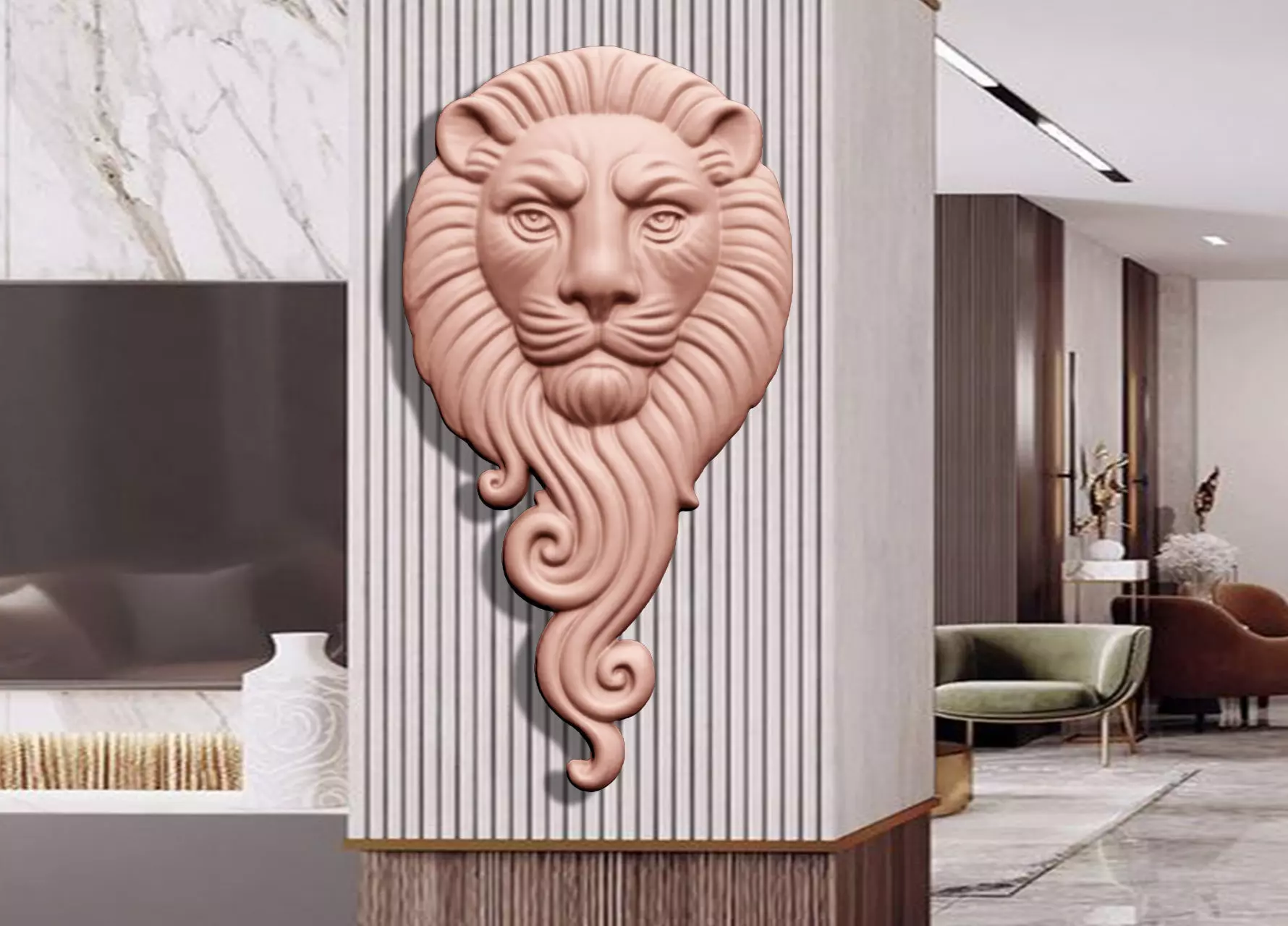 ABSTRACT LION BASE RELIEF CNC 3DPRINTING 3D print model_0