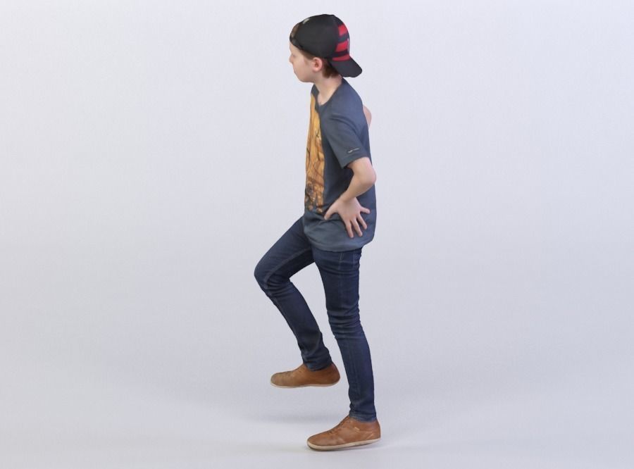 Peter 0009 Child Standing Arms on the Hips One Leg On a Ball 3D model_1