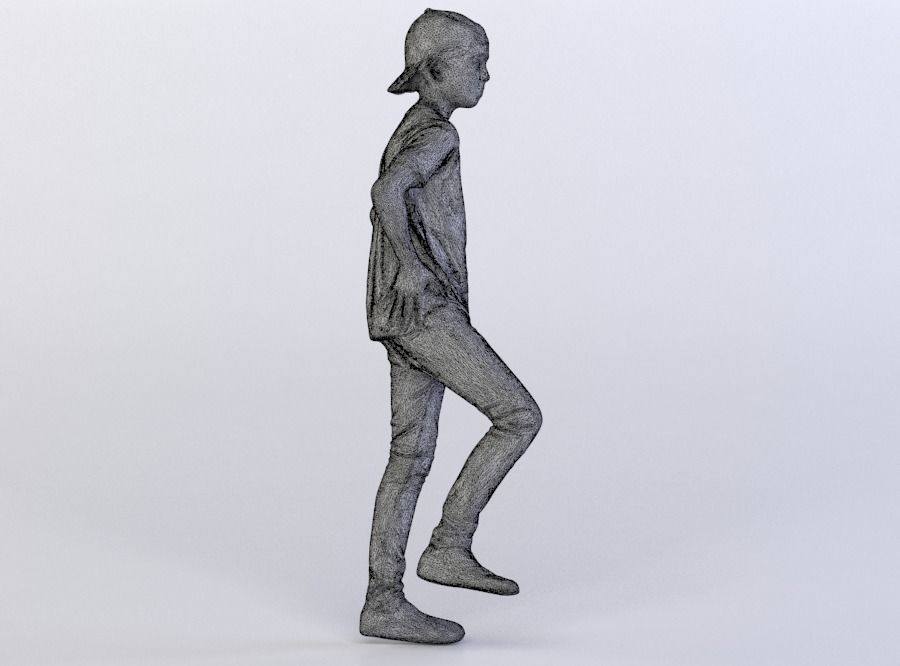 Peter 0009 Child Standing Arms on the Hips One Leg On a Ball 3D model_7