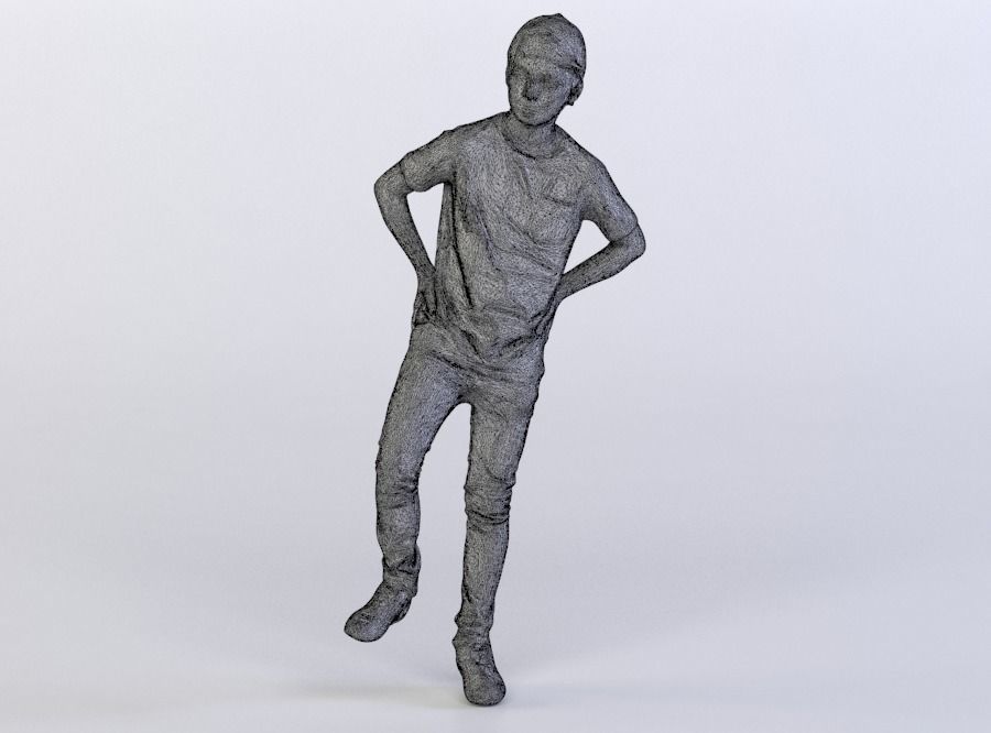 Peter 0009 Child Standing Arms on the Hips One Leg On a Ball 3D model_4