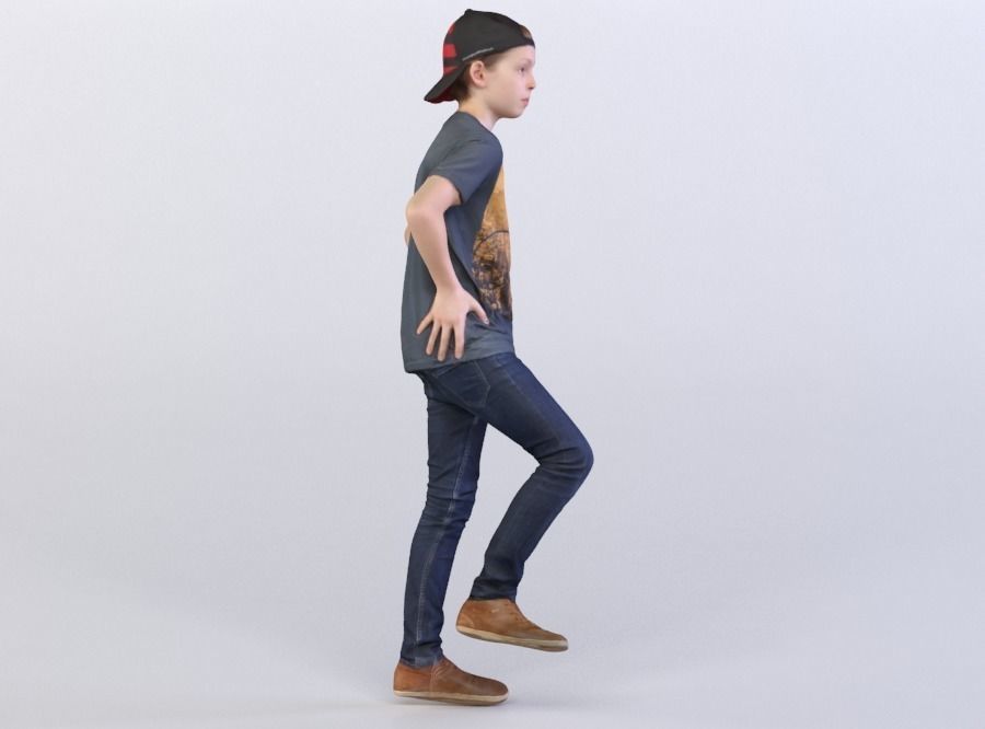 Peter 0009 Child Standing Arms on the Hips One Leg On a Ball 3D model_3