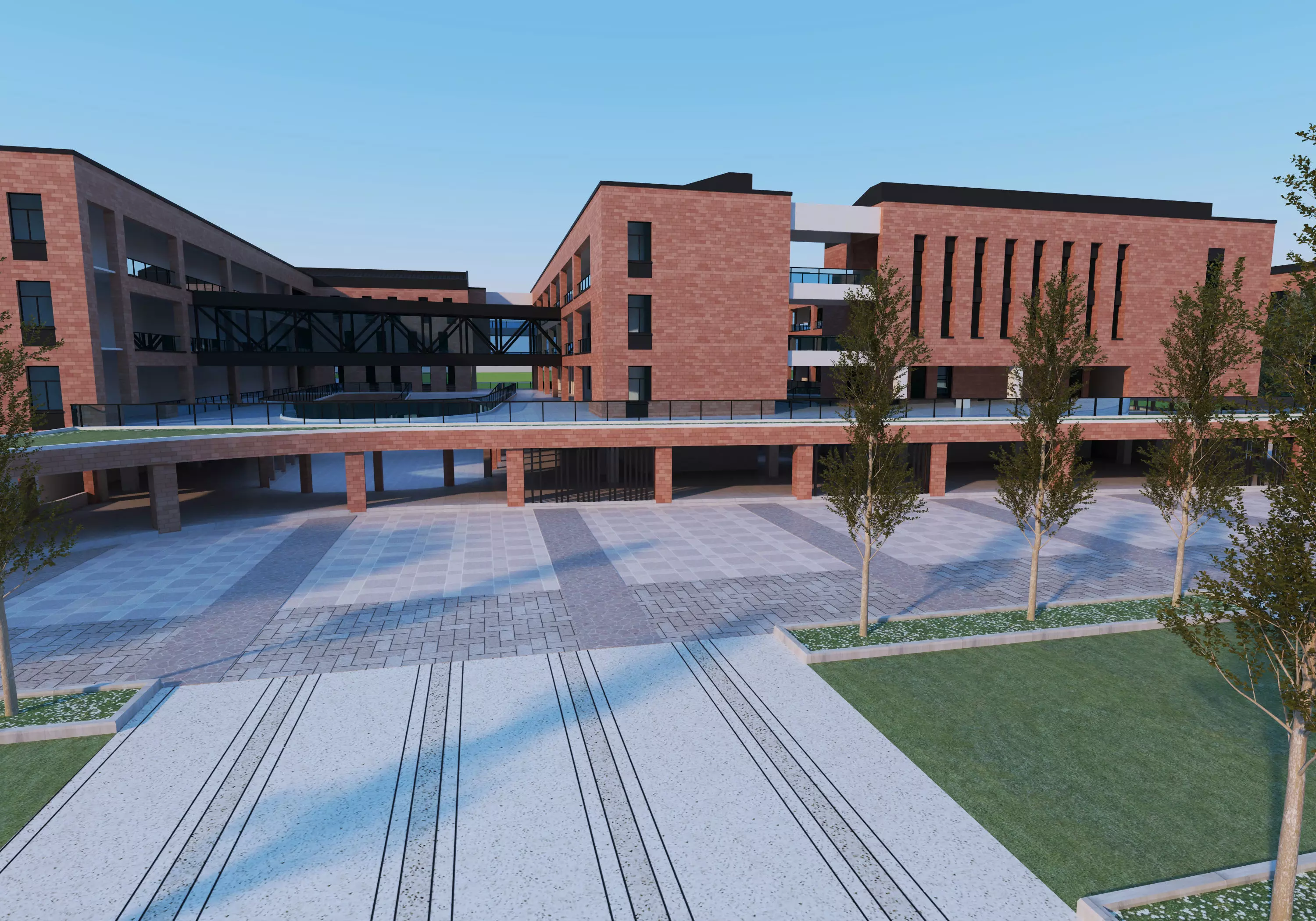 School Building 13 Low-poly 3D model_5