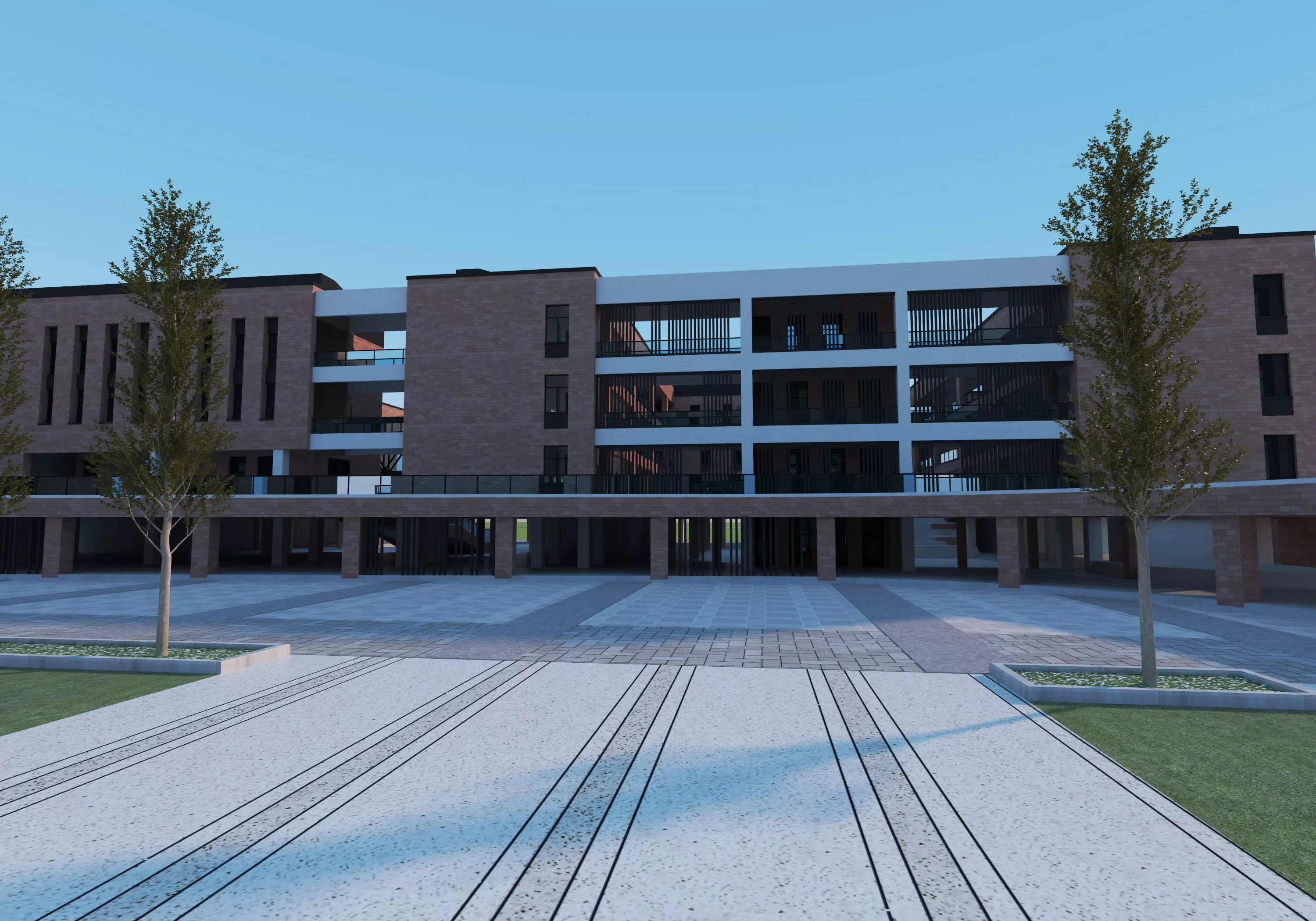 School Building 13 Low-poly 3D model_10