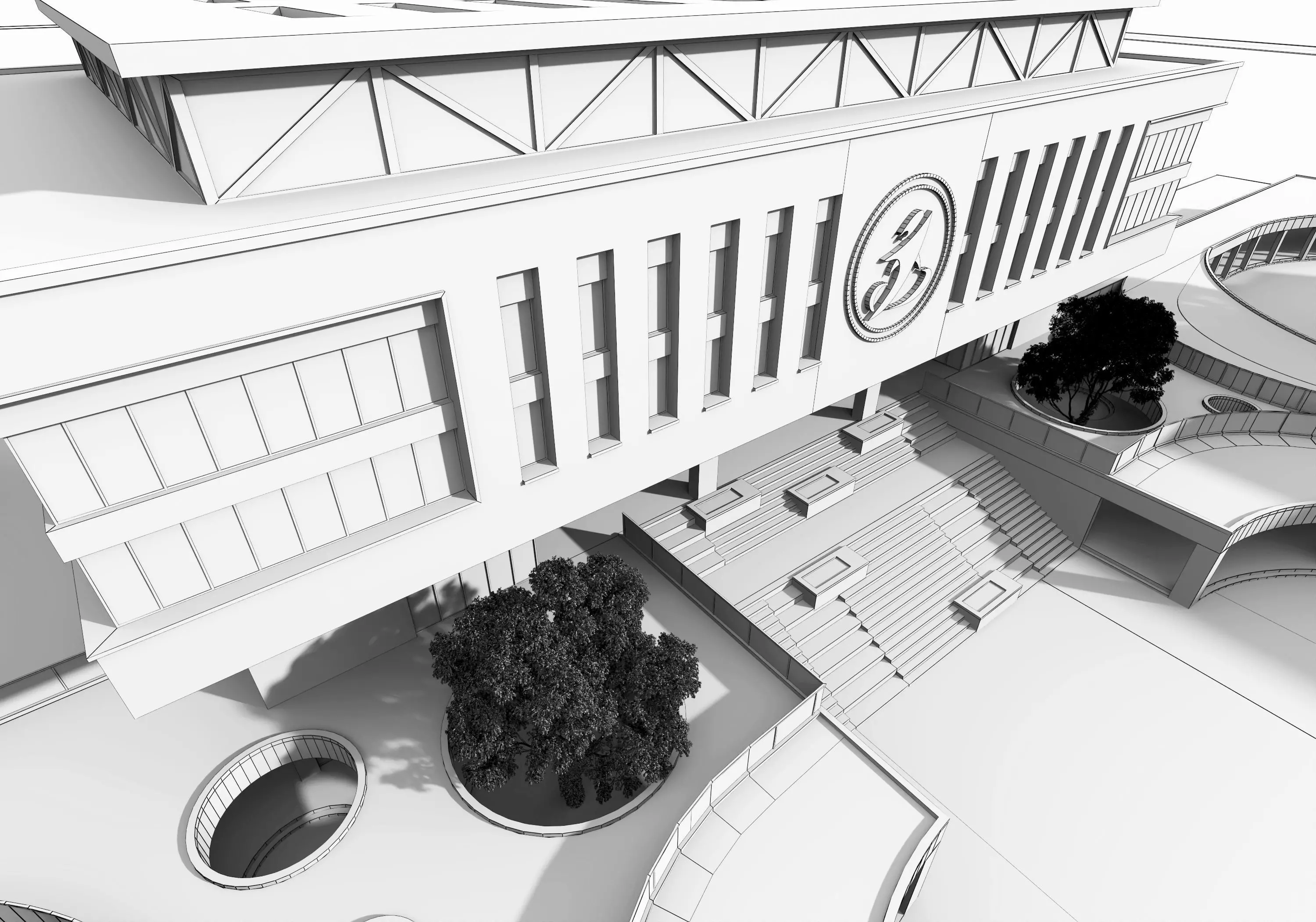 School Building 13 Low-poly 3D model_16