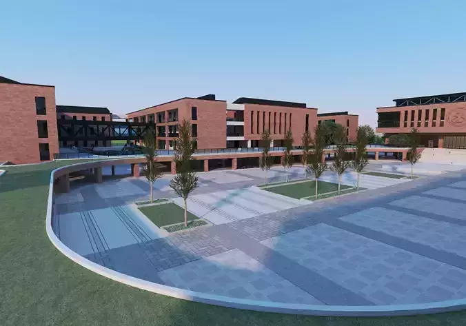 School Building 13 Low-poly 3D model 4