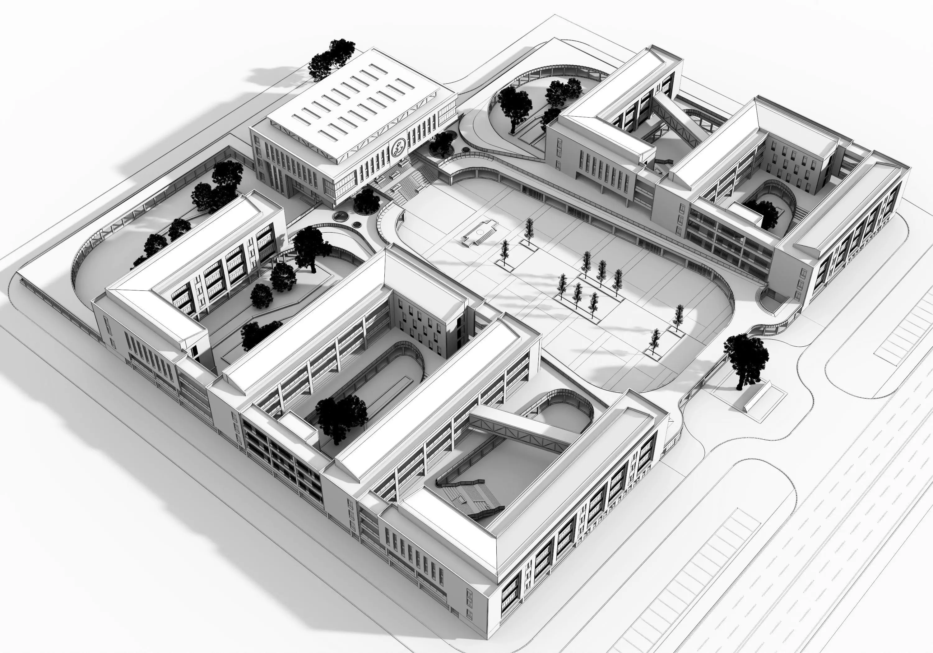 School Building 13 Low-poly 3D model_26