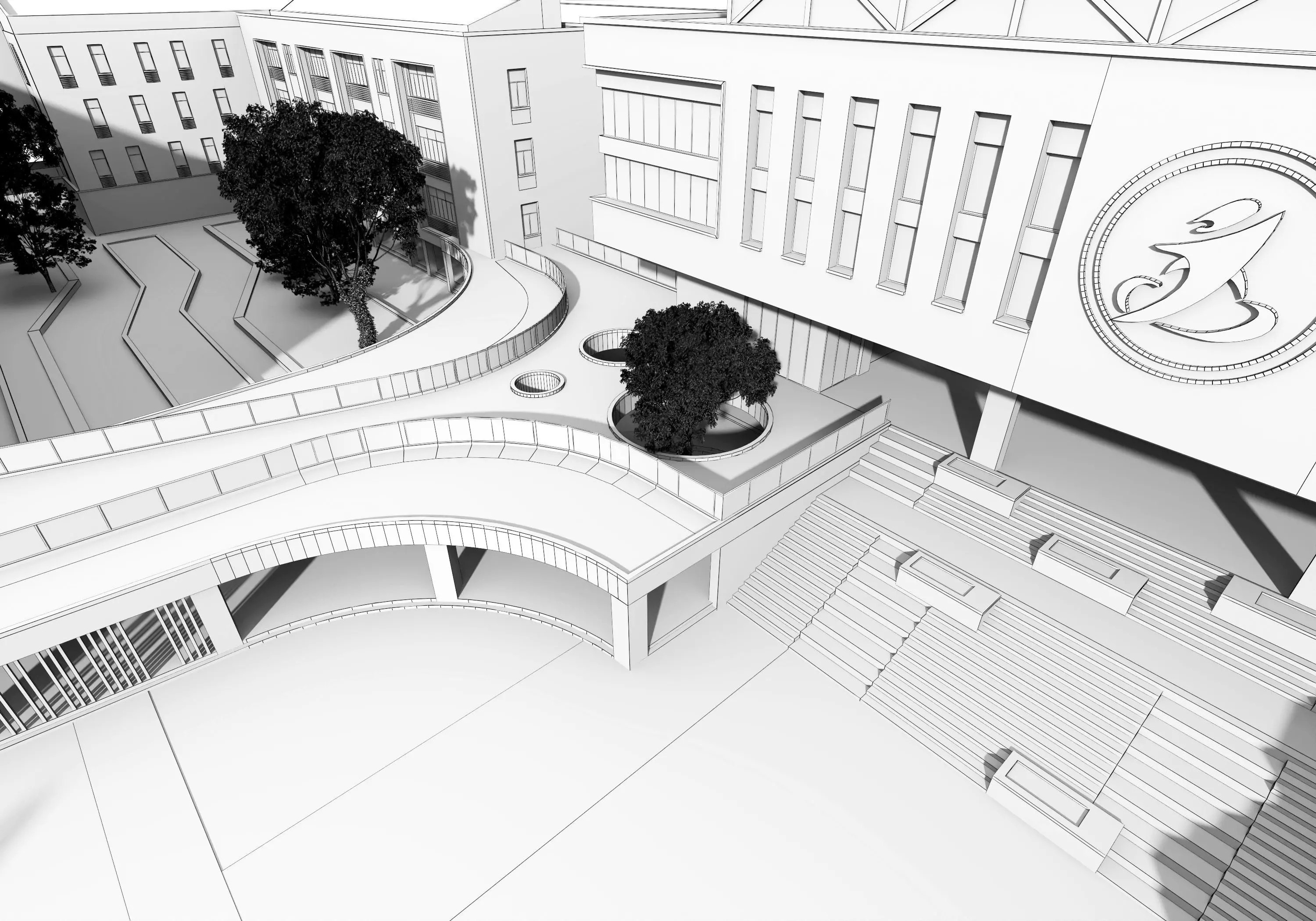 School Building 13 Low-poly 3D model_22