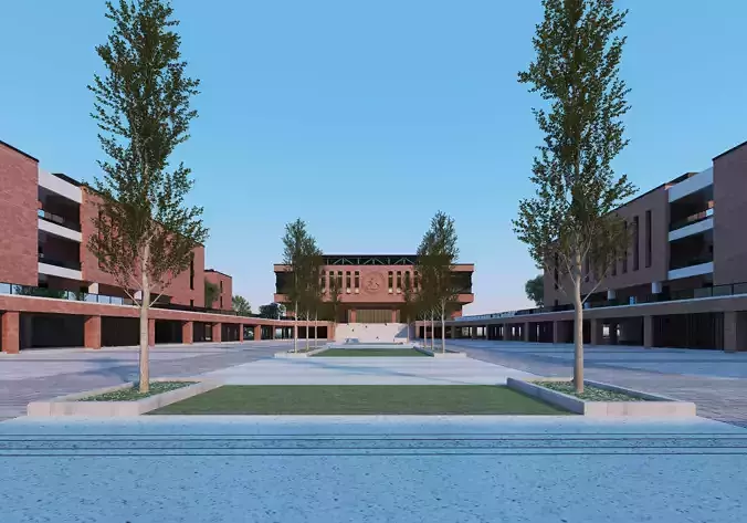 School Building 13 Low-poly 3D model 3