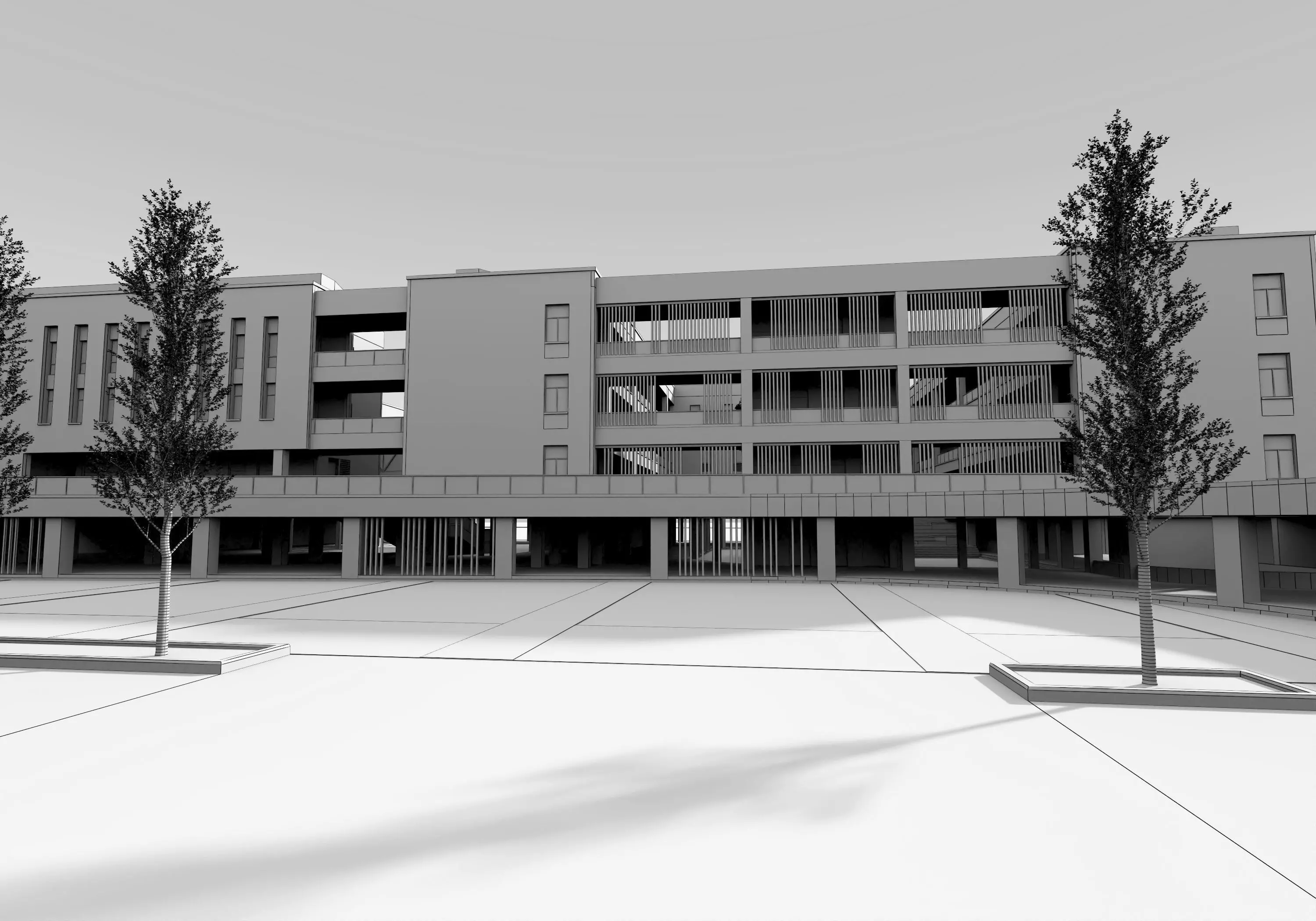 School Building 13 Low-poly 3D model_18