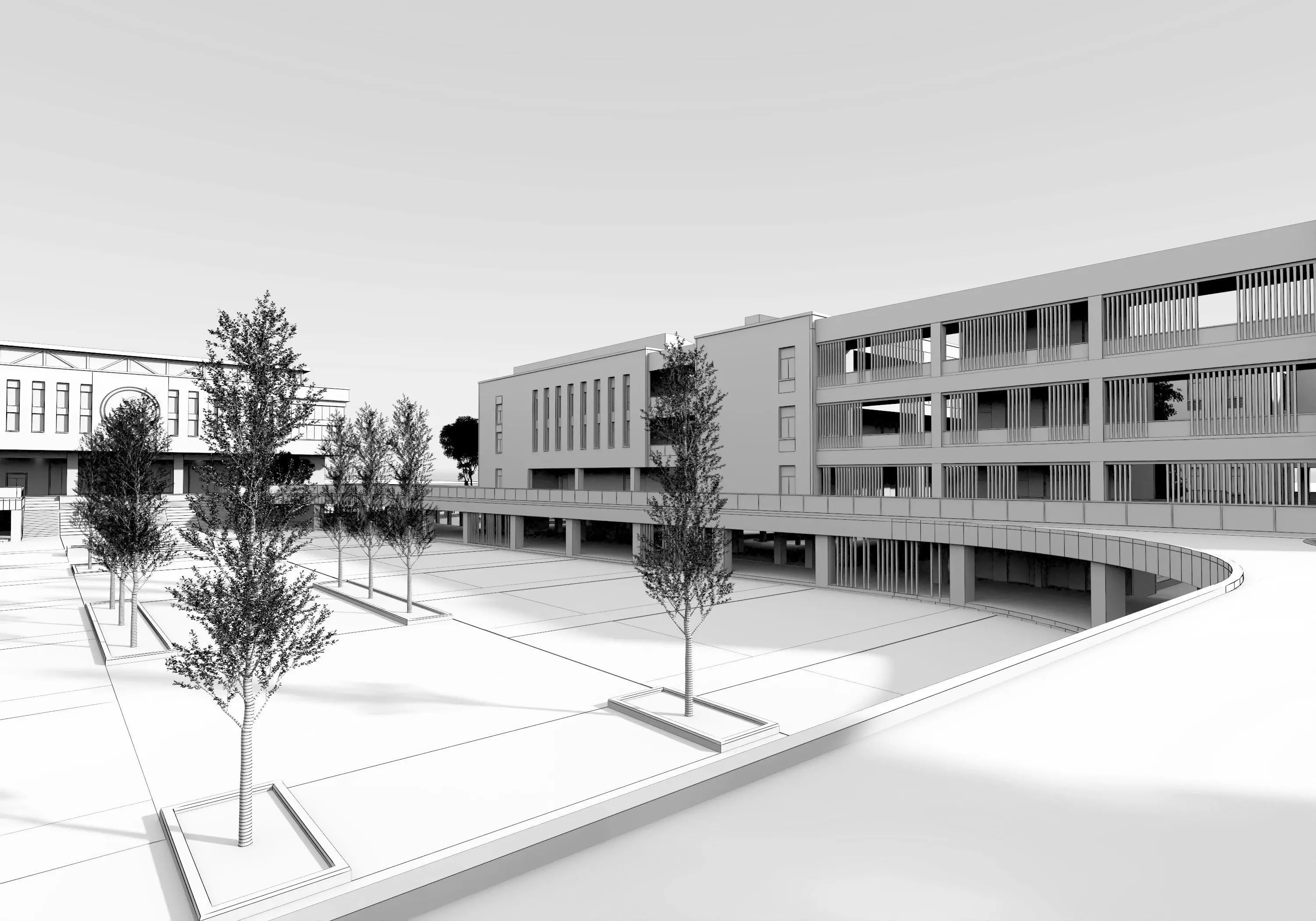 School Building 13 Low-poly 3D model_14