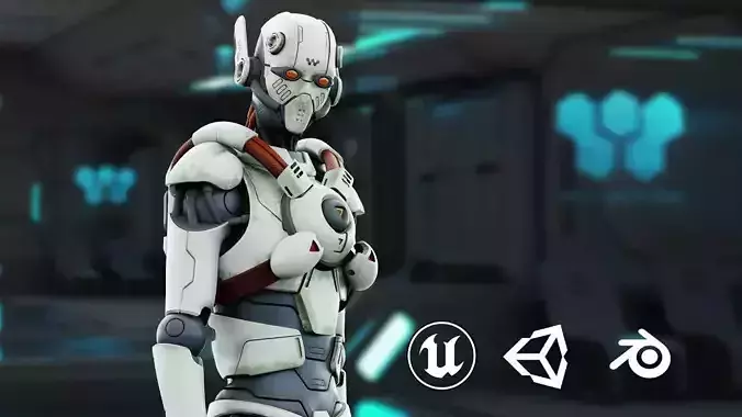 CYBORGTOPIA B-16  Rigged for Unreal Engine - Unity - MIXAMO