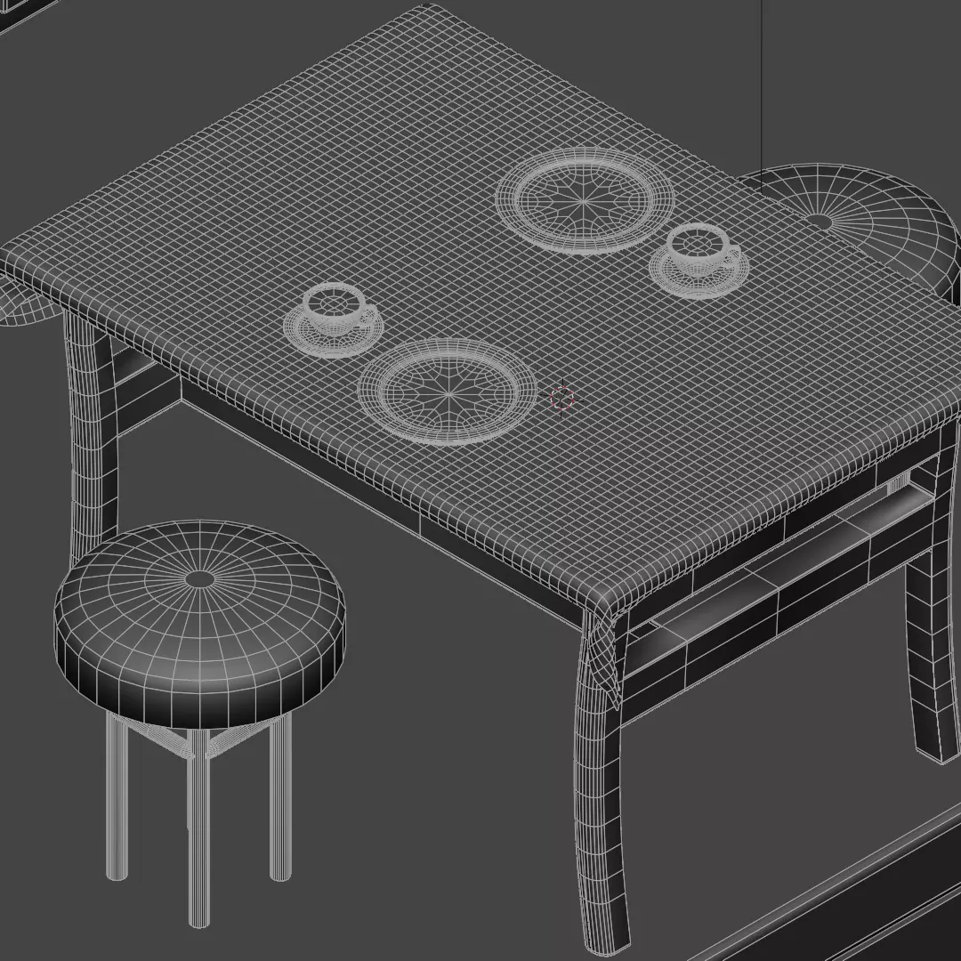 Isometric Kitchen Interior 3D Model - Olive Green 3D model_6