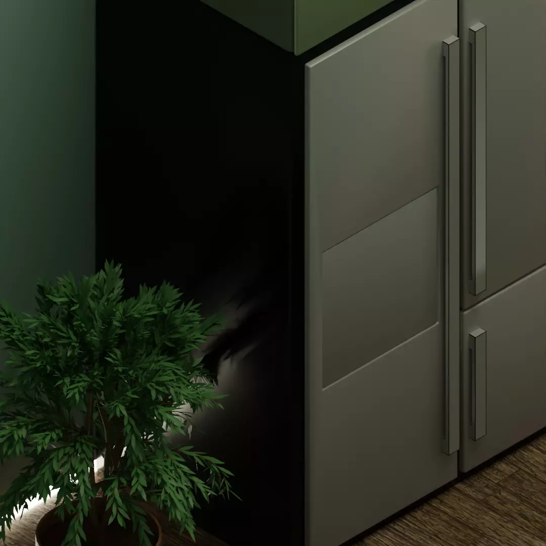 Isometric Kitchen Interior 3D Model - Olive Green 3D model_9