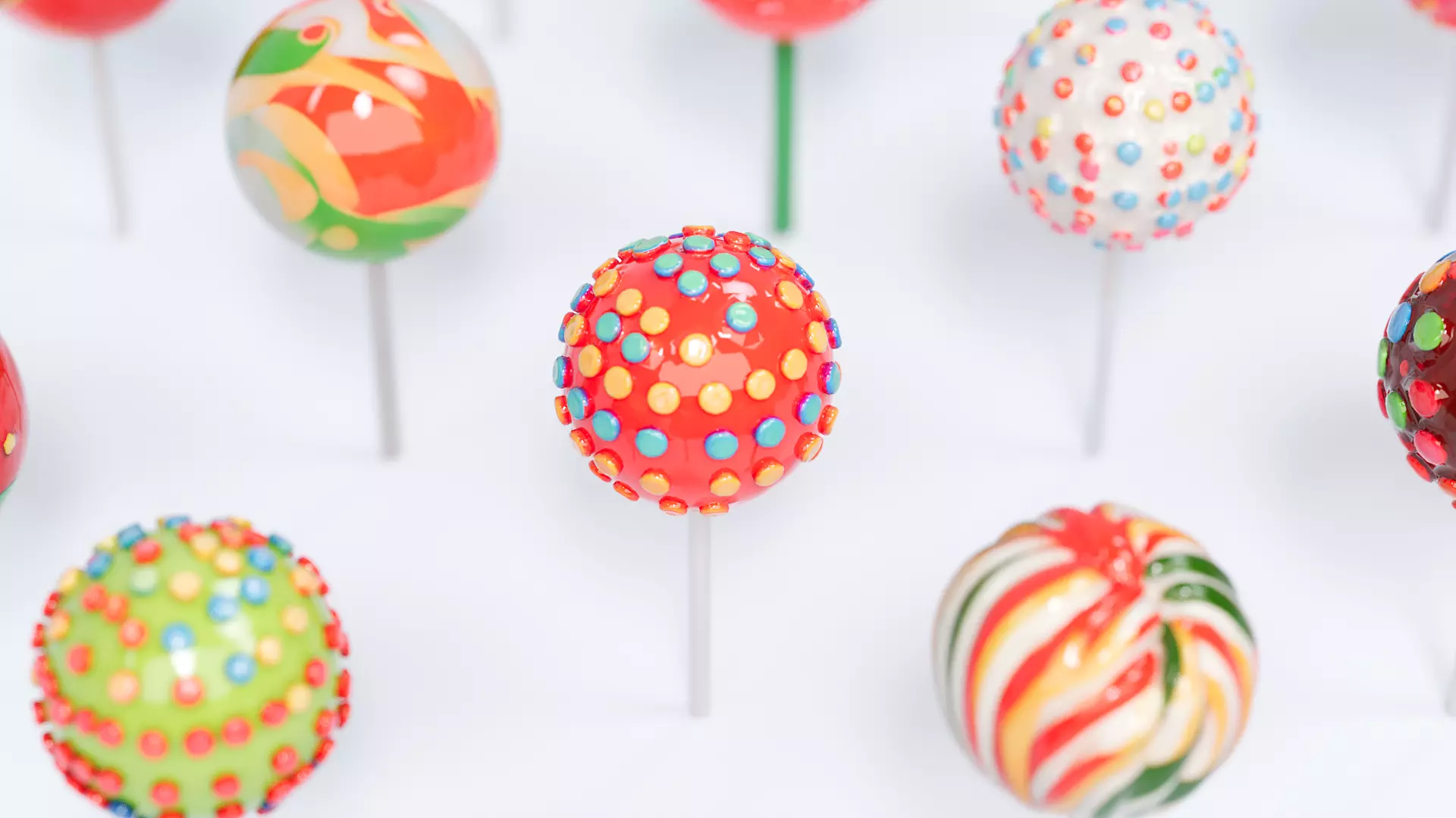 Christmas style spherical lollipop 3D model_3