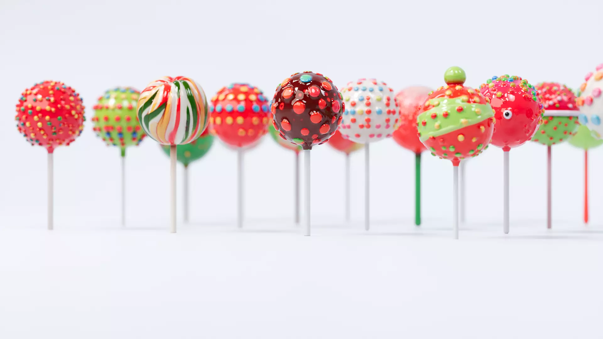 Christmas style spherical lollipop 3D model_5