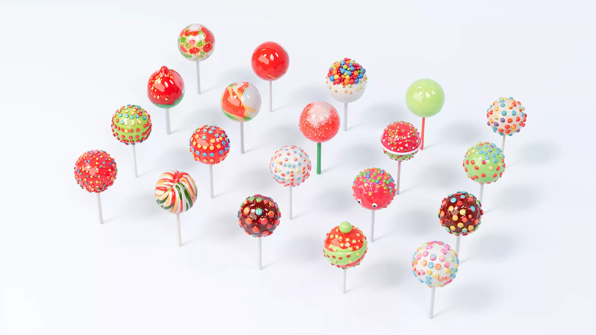 Christmas style spherical lollipop 3D model_2