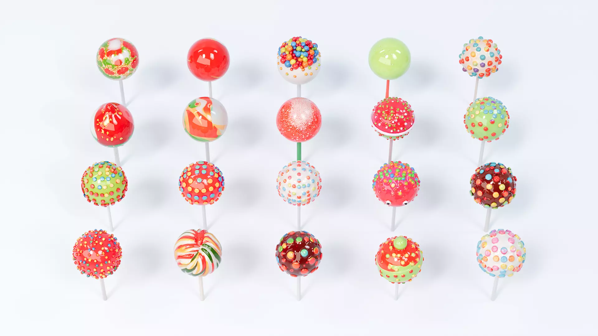 Christmas style spherical lollipop 3D model_0