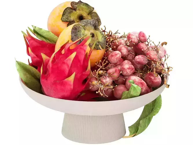 bowl of tropical fruits 15 3D model