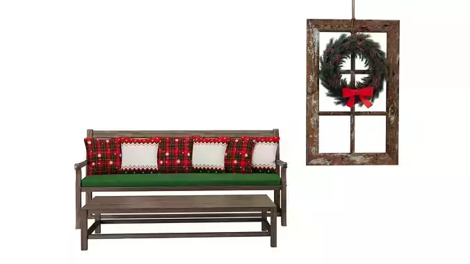 Wood bench Christmas decoration