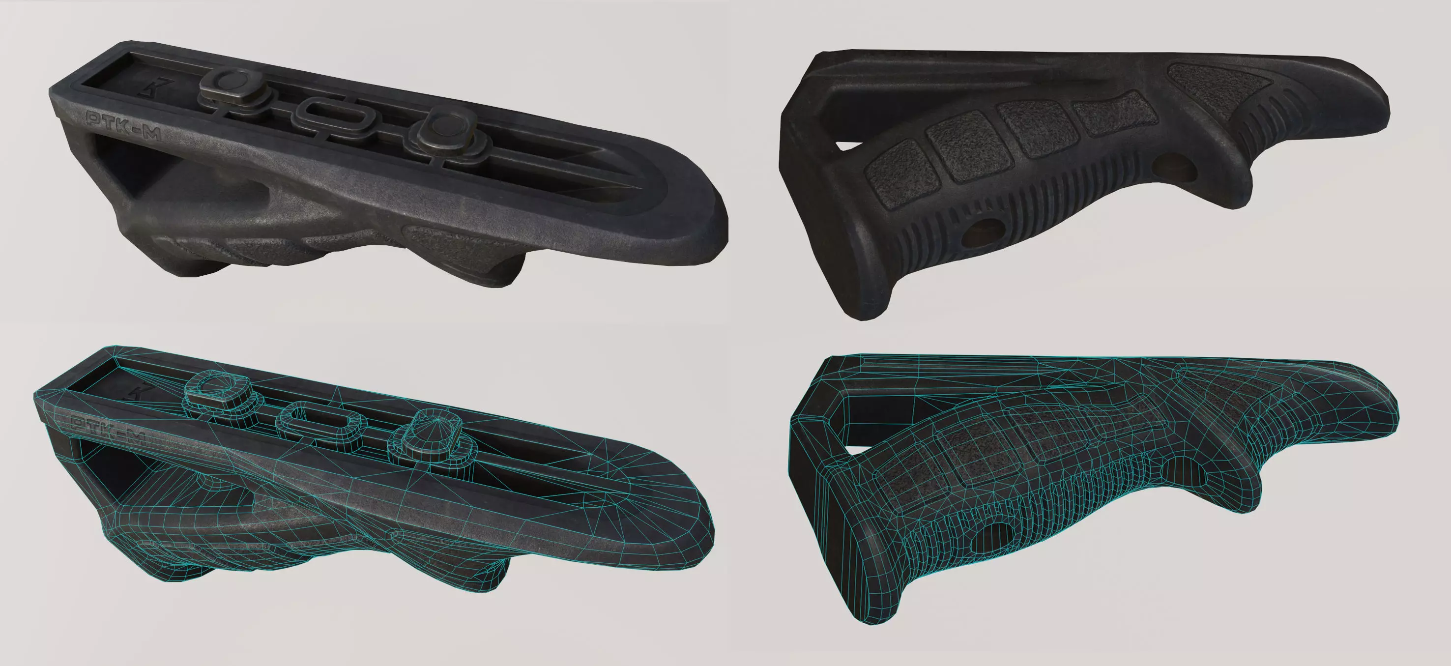 FAB Defense PTK-M Angled Foregrip For Game Low-poly 3D model_4