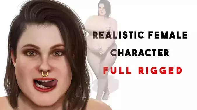 3D Realistic Curvy Female Character model Naked