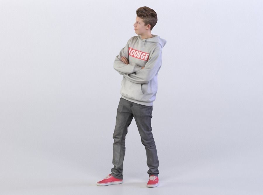 Brad 0051 Kid standing arms crossed 3D model_1