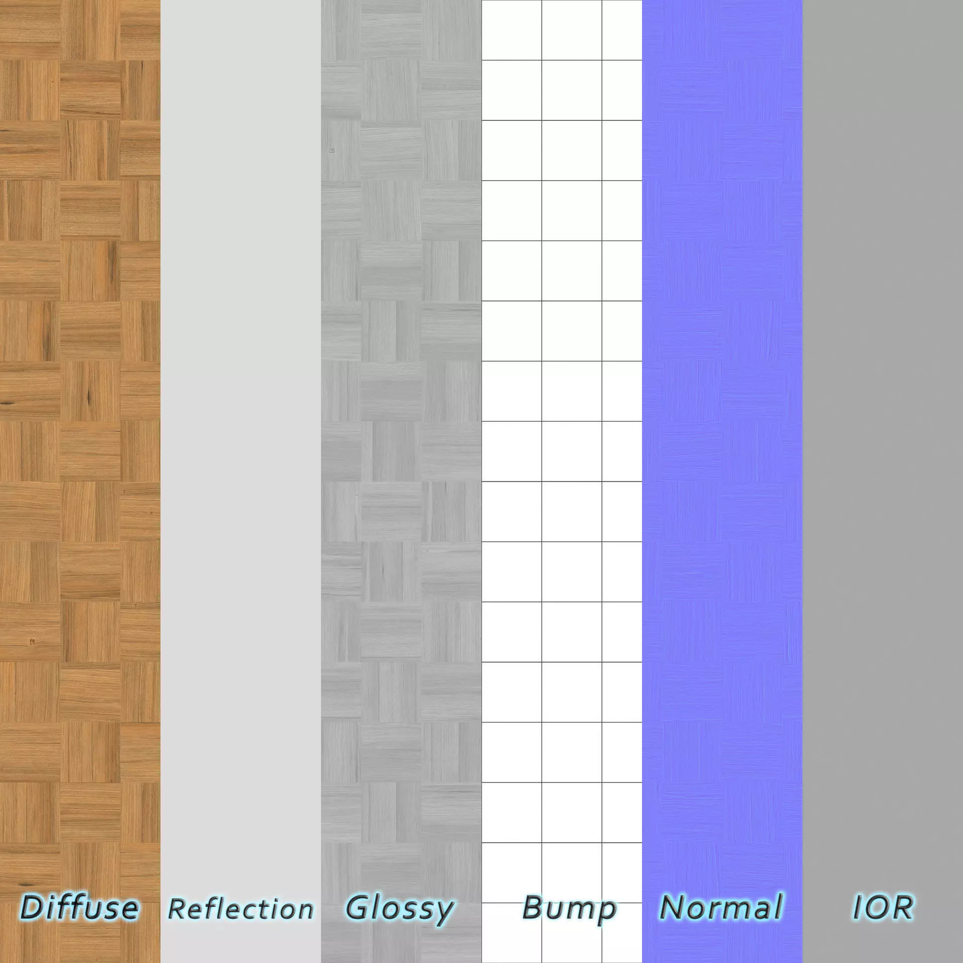 Parquet - Laminate - Wooden floor 4 in 1 3D model_5